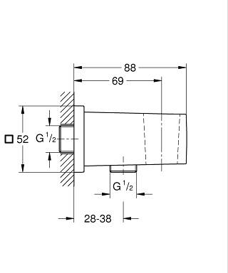 EUPHORIA CUBE WALL UNION - GROHE -  ( BRUSHED WARM SUNSET - G5 - EUPHORIA - 0x15 mm - 0inchX0.6inch )