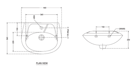 WASH BASIN WINDSOR - HINDWARE -  ( STAR WHITE -  - 450x350 mm - 18inchX14inch )