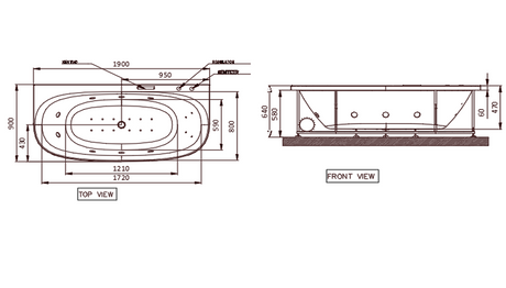 WHIRLPOOL COMBI SYSTEM - JAQUAR WELLNESS -  ( WHITE - ARC - 1900x900 mm - 76inchX36inch )
