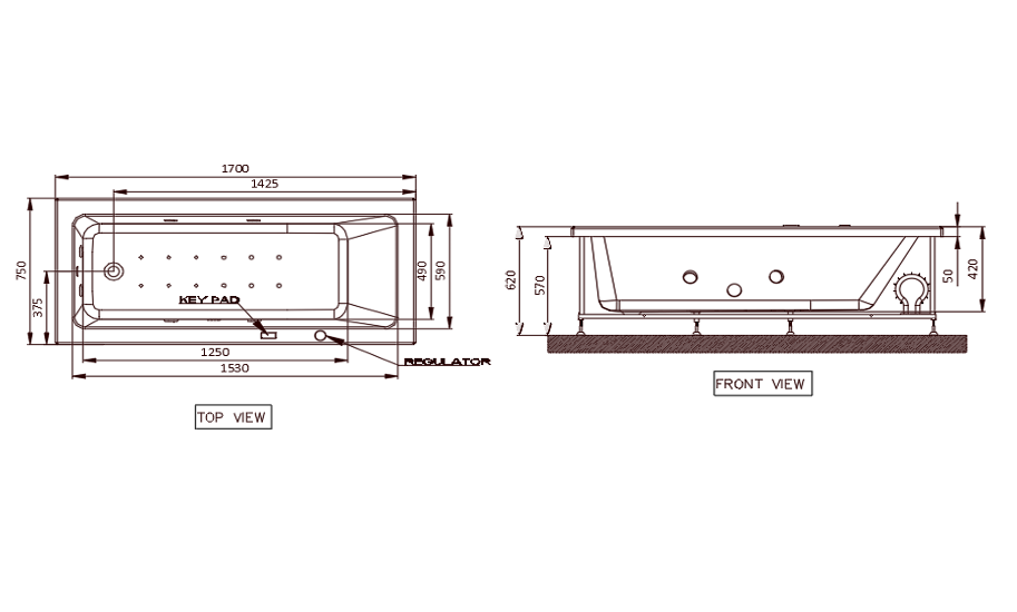 WHIRLPOOL COMBI SYSTEM - JAQUAR WELLNESS - ( WHITE-FONTE-1700x750x420 mm - 68X30x17inch )