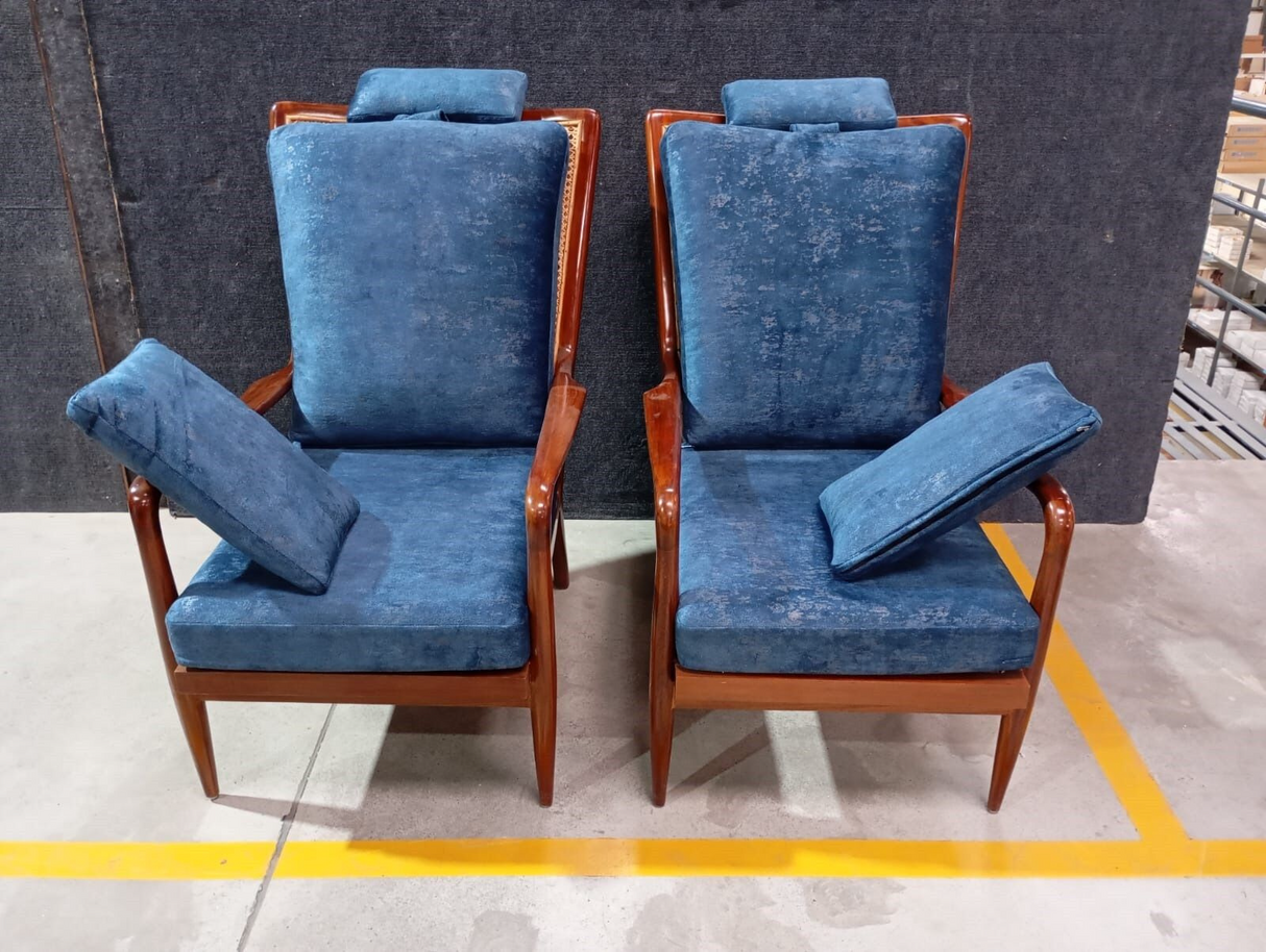 CHAIRS-BURMA TEAK WOODEN FRAME WITH UPHOLSTERY SOFT ACCENT FABRIC- (PC450 GM)DALOS (ARM-559 MM) - FURNITURE - ( - BUENA CASA - 711x559x1016 mm - 28.44inchX22.36inchX40.64inch)