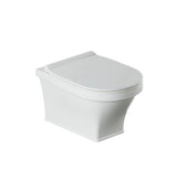 RIMLESS WALL HUNG WC WITH UF SOFT CLOSE SLIM SEAT COVER ( BOLT DISTANCE 7INCH)- ARTIZE SWARE -  ( WHITE - VICTORIAN - 560x370 mm - 14.8inchX0inch )