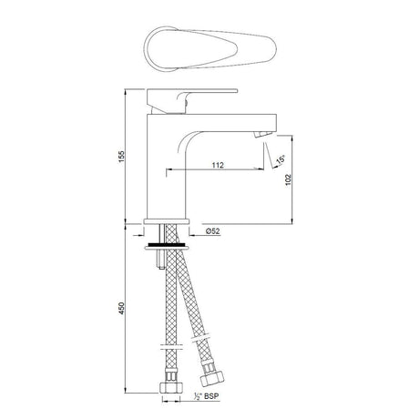 SINGLE LEVER BASIN MIXER WITHOUT POPUP WASTE - JAQUAR FAUCETS -  ( BLACK MATT - VIGNETTE PRIME - 0x15 mm - 0inchX0.5inch )