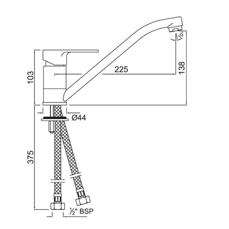 S.L. SINK MIXER T/M BRAIDED - JAQUAR FAUCETS -  ( BLACK MATT - VIGNETTE PRIME - 0x15 mm - 0inchX0.5inch )