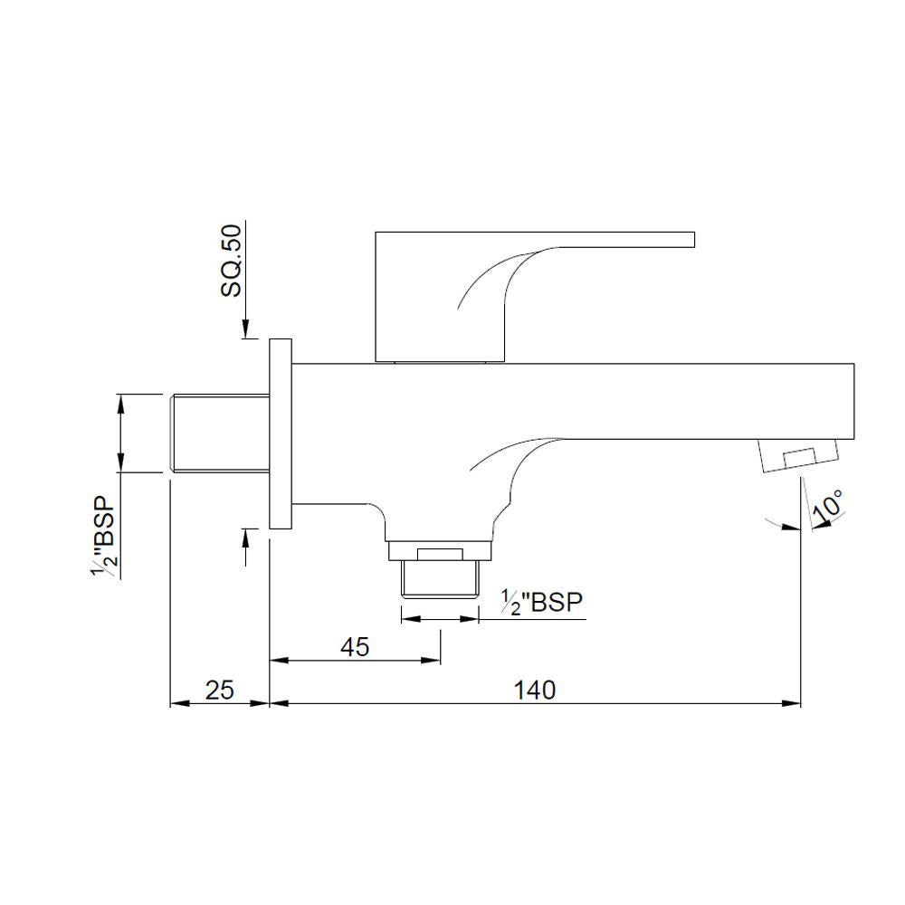 2-WAY BIB COCK WITH FLANGE - JAQUAR FAUCETS -  ( CHROME - VIGNETTE PRIME - 0x15 mm - 0inchX0.5inch )