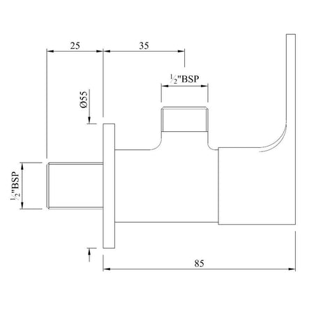 ANGLE COCK W/FLANGE - JAQUAR FAUCETS -  ( BLACK MATT - VIGNETTE PRIME - 0x15 mm - 0inchX0.5inch )