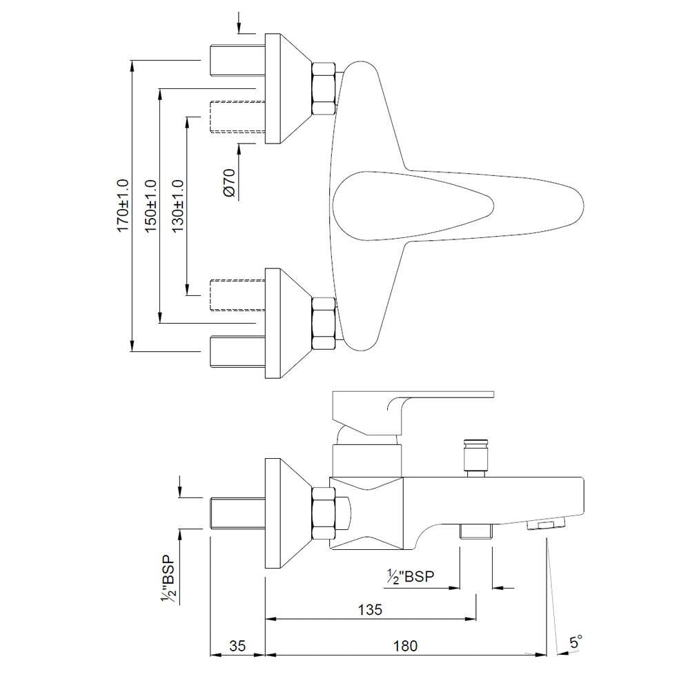 S.L. WALL MIXER - JAQUAR FAUCETS -  ( CHROME - VIGNETTE PRIME - 0x15 mm - 0inchX0.5inch )