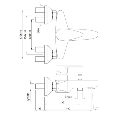 S.L. WALL MIXER - JAQUAR FAUCETS -  ( CHROME - VIGNETTE PRIME - 0x15 mm - 0inchX0.5inch )
