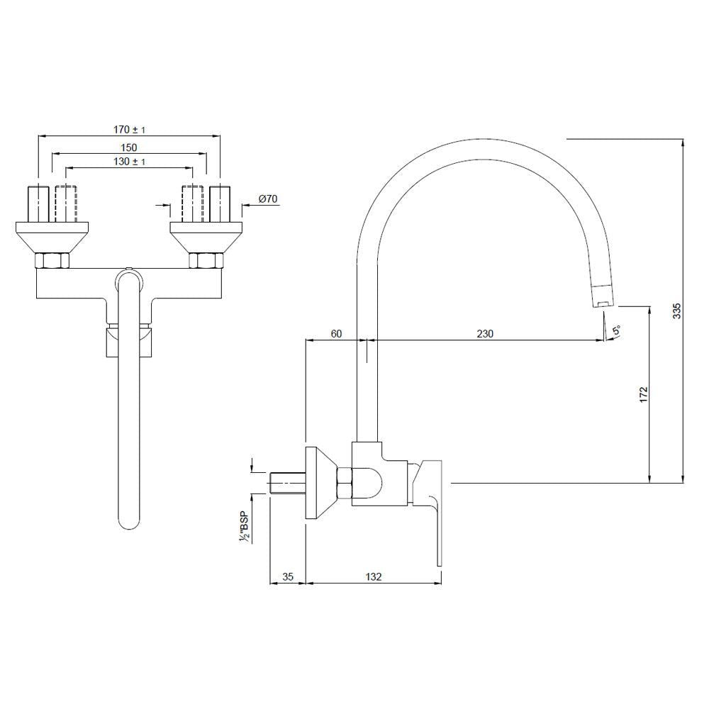 S.L. SINK MIXER W/M W.UPPER SPOUT - JAQUAR FAUCETS -  ( CHROME - VIGNETTE PRIME - 0x15 mm - 0inchX0.5inch )