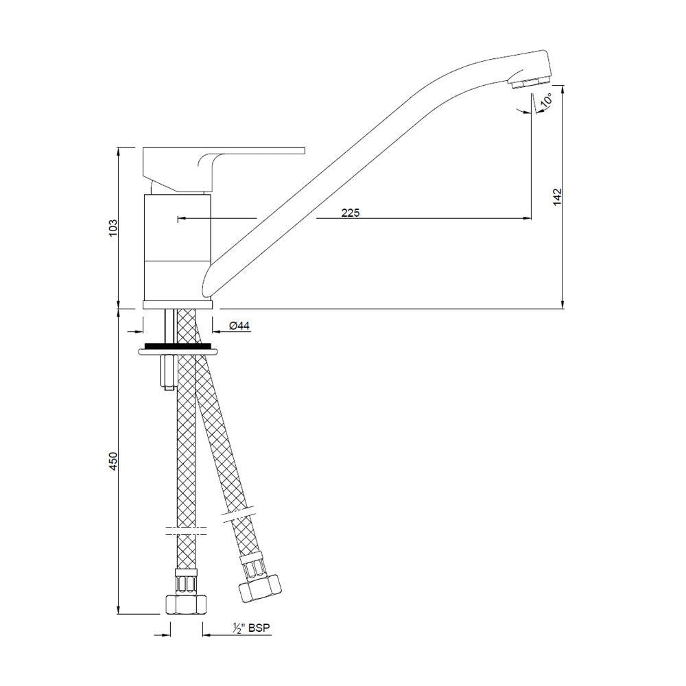 S.L. SINK MIXER T/M BRAIDED - JAQUAR FAUCETS -  ( CHROME - VIGNETTE PRIME - 0x15 mm - 0inchX0.5inch )