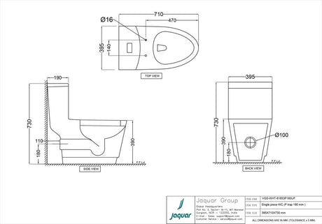 1PC WC P TRAP 180MM W/SC/S.CVR W/FIX.ACC - JAQUAR SWARE -  ( WHITE - VIGNETTE - 0x0 mm - 0inchx0inch )