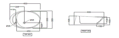 TABLE TOP BASIN - JAQUAR SWARE -  ( WHITE - VIGNETTE - 590x380 mm - 23.5inchX15inch )