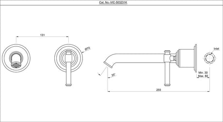 EXPOSED PARTS KIT OF SINGLE LEVER BASIN MIXER - ARTIZE FAUCET -  ( GOLD BRIGHT PVD - VIC - 0x500 mm - 0inchX20inch )