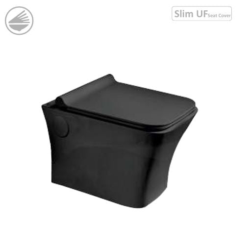 WALL HUNG EWC W/SLIM SEAT COVER  - GLOCERA SWARE -  ( BLACK/WHITE - VIENNA GLOSSY BLACK - 0x0 mm - 0inchx0inch )