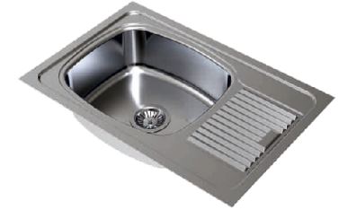1.0 BOWL WITH DRAINBOARD(DEPTH 7INCH) THK 1MM - CARYSIL - (MATT - VOGUE - 813x457 mm - 32inchX17.9inch)