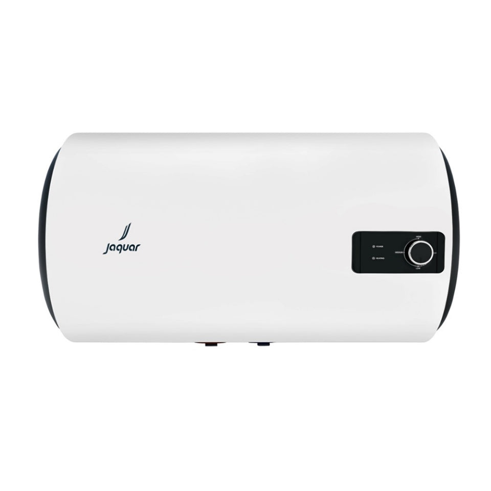 VERSA HORIZONTAL MANUAL STORAGE WATER HEATER 50 LTR, 2 KW - JAQUAR GEYSERS -  ( WHITE - VERSA HORIZONTAL - 	740 x 430 x 415mm -29.6inchX17.2inchX16.6inch )