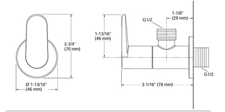 BEAM ANGLE VALVE - KOHLER POPULAR -  ( POLISHED CHROME - POPULAR - 0x15 mm - 0inchX0.6inch )