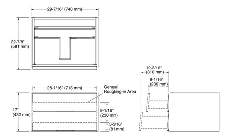 LUXE VANITY CABINET W/O TAP & BASIN - KOHLER LUXURY -  ( TITANIUM GREY - LUXURY - 700x560 mm - 30inchX22.4inch )