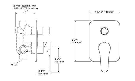 AT230 RECESSED BATH & SHOWER TRIM - KOHLER POPULAR -  ( POLISHED CHROME - POPULAR - 0x40 mm - 0inchX1.6inch )