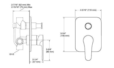 AT230 RECESSED BATH & SHOWER TRIM - KOHLER POPULAR -  ( POLISHED CHROME - POPULAR - 0x40 mm - 0inchX1.6inch )