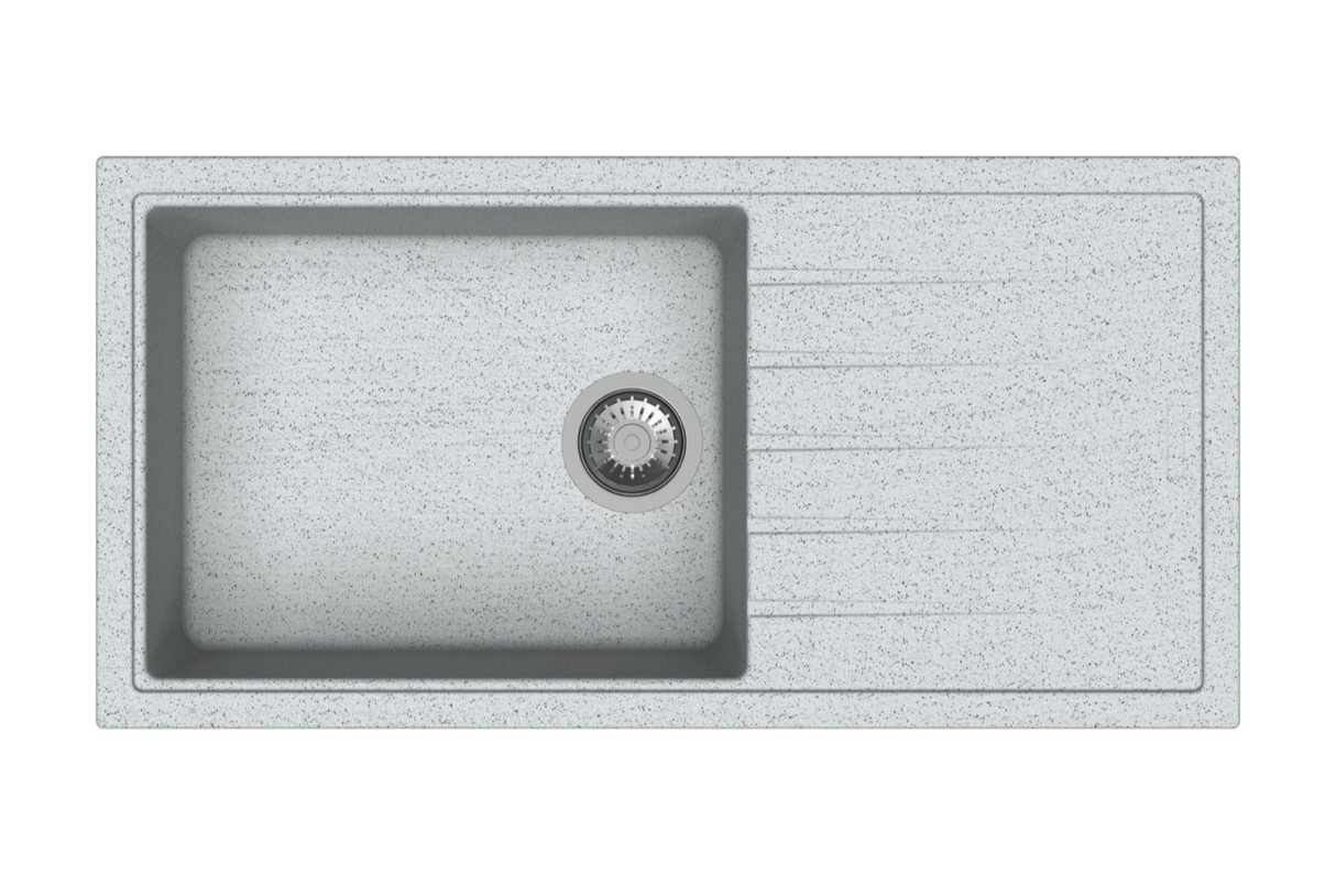 QUARTZ 1.0 BOWL WITH DRAINBOARD(DEPTH 8INCH) - CARYSIL -  ( GRANITE CRATER - VIVALDI - 1000x500 mm - 40inchX20inch )