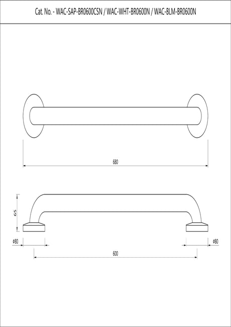 GRAB BAR 680MM LONG - JAQUAR FAUCETS -  ( BLACK MATT -  - 0x0 mm - 0inchX0inch )