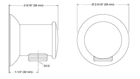 COMPLEMENTARY-SUPPLY WALL ELBOW - KOHLER PREMIUM -  ( POLISHED CHROME - PREMIUM - 0x0 mm - 0inchx0inch )