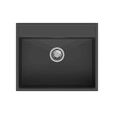 QUARTZ 1 BOWL W/O DRAIN BOARD (DEPTH 8INCH) - CARYSIL -  ( GRANITE METALLIC NERA - WALTZ 610 - 610x508 mm - 24inchX20inch )