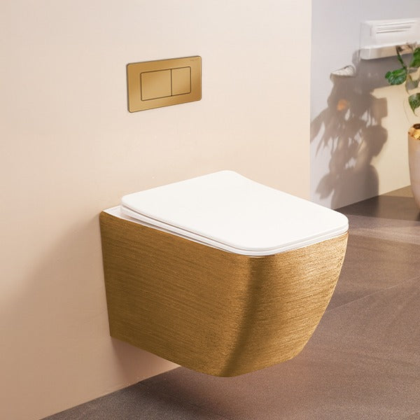 WALL HUNG WC RIMLESS W/UF SEAT COVER ( BOLT DISTANCE 7INCH) - AQUANT -  ( GOLD/WHITE -  - 0x0 mm - 0inchx0inch )