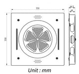 HYDRA LED CEILING SHOWER 3 FLOW WITH INST KIT - LUXELET -  ( ORANGE - TIBO - 550x500 mm - 22inchX20inch )