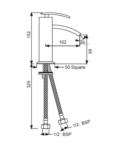 SL BASIN MIXER W/PIPES - ARTIZE FAUCET -  ( CHROME - XQUISITE - 0x15 mm - 0inchX0.5inch )