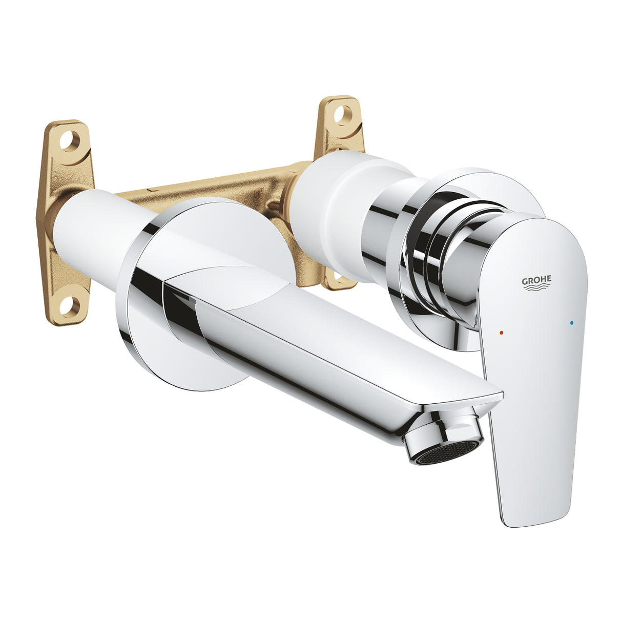 NEW BAUEDGE 2-HOLE, 1-HANDLE WALL-MOUNT BASIN MIXER, M SIZE - GROHE-G2 -  ( CHROME - G2 - BAUCOSMOPOLITAN - 0x15 mm - 0inchX0.6inch )