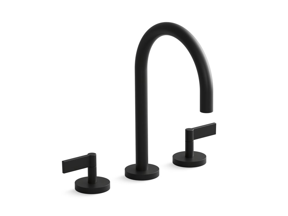 ONE SINK FAUCET GOOSENECK SPOUT, LEVER HANDLES - KOHLER LUXURY -  ( MATT BLACK - LUXURY - 0x15 mm - 0inchX0.15inch )