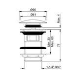 (PRUN) CLICK CLACK (POP-UP) WASTE H/T - JAQUAR FAUCETS -  ( GOLD - ALLIED - 0x32 mm - 0inchX1.25inch )