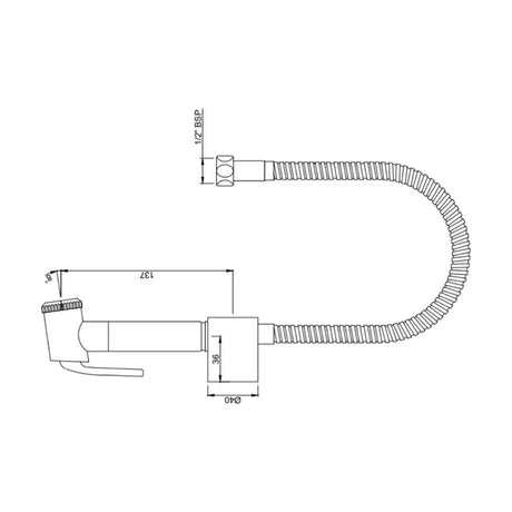HEALTH FAUCET WITH 1.2 MTR METAL TUBE - JAQUAR FAUCETS -  ( GOLD DUST - ALLIED - 0x15 mm - 0inchX0.5inch )