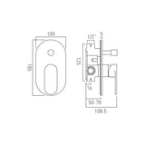 CONC.MANUAL SHOWER VALVE - VADO -  ( CHR - METIZ - 0x12 mm - 0inchX0.48inch )