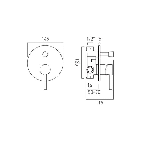 CONC.MANUAL SHOWER VALVE - VADO -  ( CHR - NURI - 0x12 mm - 0inchX0.48inch )