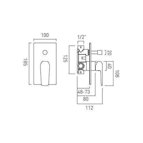 SL BATH MIXER SET(CONC.BODY & S.L.EXP.P) - VADO -  ( CHR - VALA - 12x12 mm - 0.5inchX0.5inch )