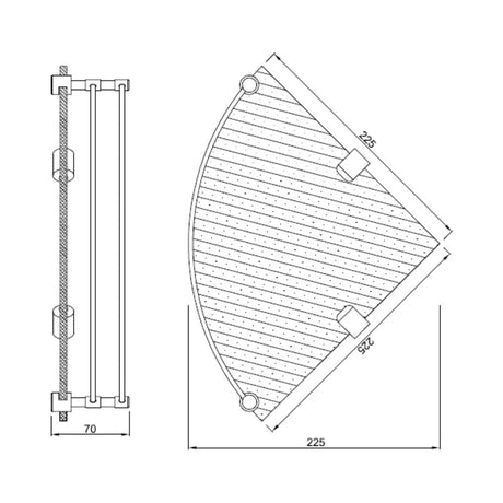 CORNER GLASS SELF (WTH BRACKET) - JAQUAR FAUCETS -  ( GRAPHITE - CONTINENTAL ACC. - 0x0 mm - 0inchx0inch )