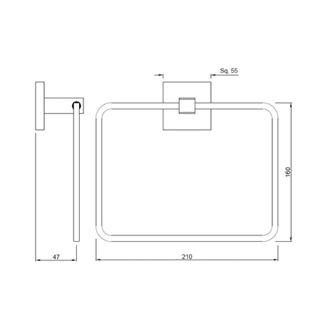 TOWEL RING SQUARE - JAQUAR FAUCETS -  ( GOLD DUST - ACC. KUBIX PRIME - 0x0 mm - 0inchx0inch )