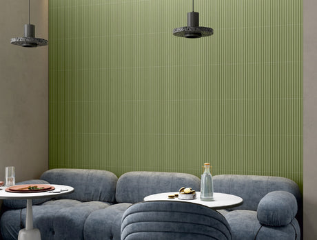 FLUYE BAMBU GREEN 10MM - COLORTILE -  (  - FLUTE MATT - 300x75 mm - 12inchX3inch )