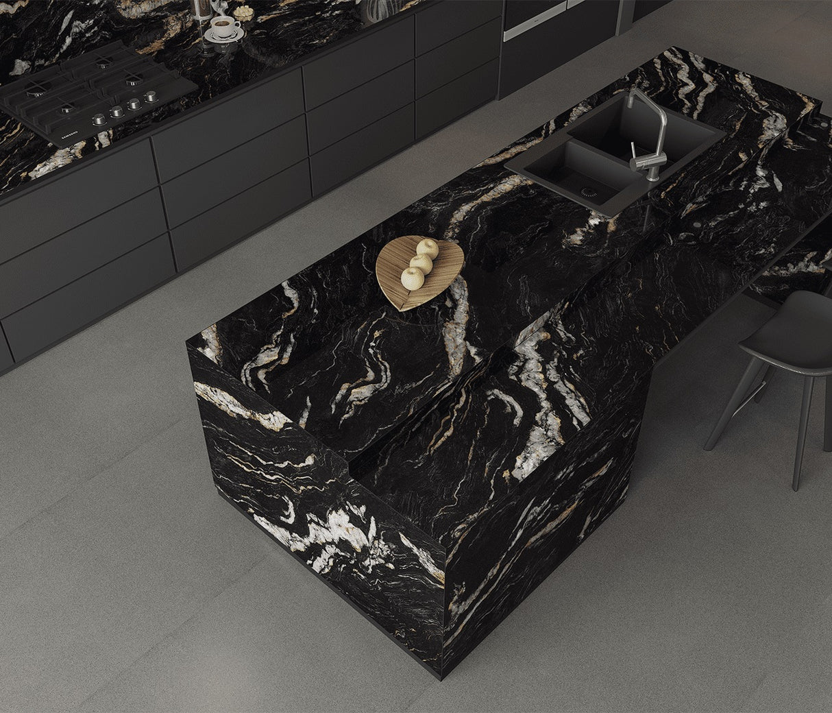 BLACK FUSION ULTRA GLEAM - PORCEKO -  (  - QUARRY BLACK - 3000x790x15 mm - 118.11inchX31.1inchX0.6inch )