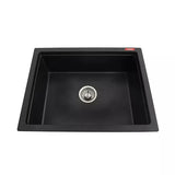 1.0 BOWL QUARTZ SINK W/WASTE COUPLING (DEPTH 8INCH) - FUTURA -  ( BLACK - NATURAL QUARTZ - 460x410 mm - 18.4inchX16.4inch )