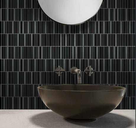STRAK BLACK - INDIAN TILES -  (  - WALL TILES MATT/GLOSSY - 600x300 mm - 24inchX12inch )