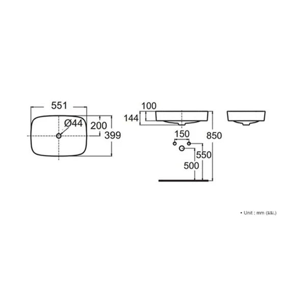VESSEL COUNTER TOP WASHBASIN W/OTAP HOLE - AMERICAN STANDARD -  ( WHITE - SIGNATURE - 550x450 mm - 22inchX18inch )