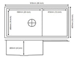 1 BOWL W/SMALL DRAINBOARD (DEPTH 8INCH) THK 0.8MM - CARYSIL -  ( MATT - QUADRO CLASSIC - 915x460 mm - 36inchX18inch )