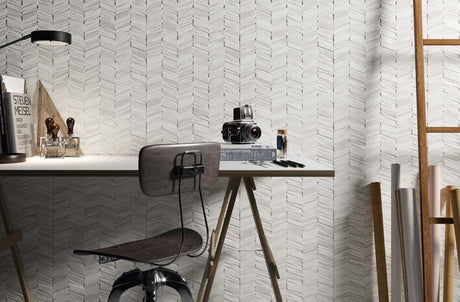 REAL CHEVRON WHITE - SPAIN -  (  -  - 440x440 mm - 17.5inchX17.5inch )