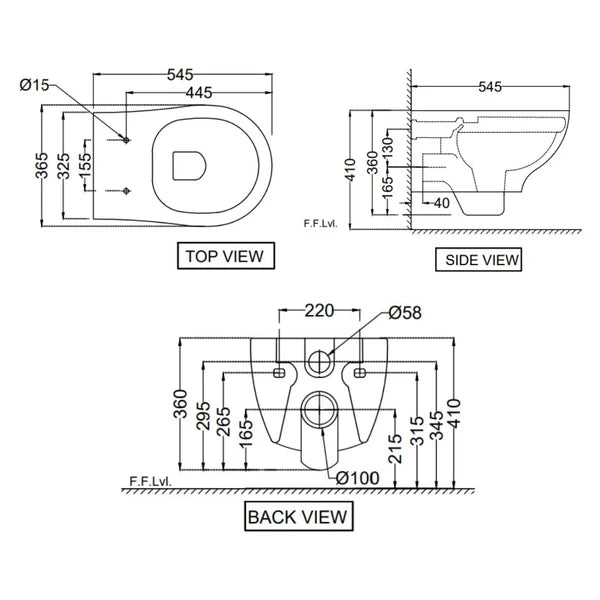 CNS-WHT-961SPP - WALL HUNG WC W/SOFT CLOSING  S/CVR ( BOLT DISTANCE 9INCH) - JAQUAR SWARE -  (  -  - 0x0 mm - 0inchx0inch )