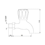 BIB COCK W/O FLANGE - JAQUAR FAUCETS -  ( CHROME - CONTINENTAL - 0x15 mm - 0inchX0.5inch )