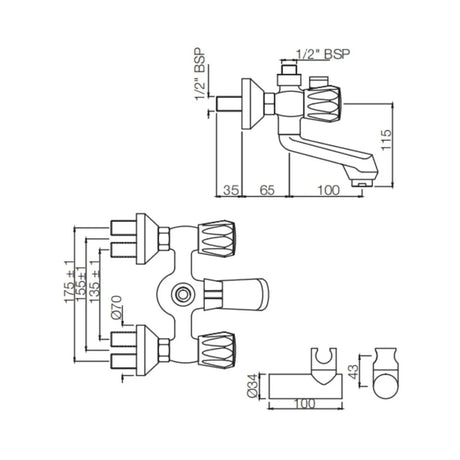 (PRUN)WAL MIX WCONE FOR H.SHR WWAL BRK - JAQUAR FAUCETS -  ( CHROME - CONTINENTAL - 0x15 mm - 0inchX0.5inch )
